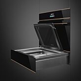 Smeg 15cm Height Dolce Stil Novo Vacuum Drawer Black Glass