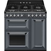 Smeg TR93GR Slate Grey, 90cm Victoria Dual Fuel Range Cooker Slate Grey