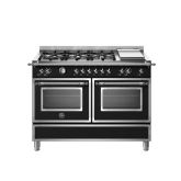 Bertazzoni HER126G2ENET Matt Black, Heritage 120cm Range Cooker Twin Oven with Griddle Dual Fuel Mat