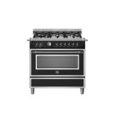 Bertazzoni HER96L1ENET Matt Black, Heritage 90cm Range Cooker Single Oven Dual Fuel Matt Black