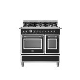 Bertazzoni HER96L2ENET Matt Black, Heritage 90cm Range Cooker Twin Oven Dual Fuel Matt Black