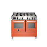 Bertazzoni PRO106L2EART Orange, Professional 100cm Range Cooker Twin Oven Dual Fuel Gloss Orange