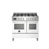 Bertazzoni PRO106L2EBIT White, Professional 100cm Range Cooker Twin Oven Dual Fuel Gloss White