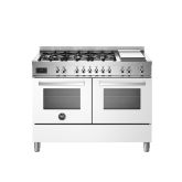 Bertazzoni PRO126G2EBIT White, Professional 120cm Range Cooker Twin Oven Dual Fuel Gloss White