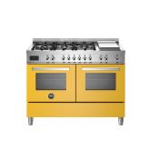 Bertazzoni PRO126G2EGIT Yellow, Professional 120cm Range Cooker Twin Oven Dual Fuel Gloss Yellow