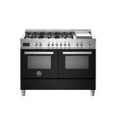 Bertazzoni PRO126G2ENET Black, Professional 120cm Range Cooker Twin Oven Dual Fuel Gloss Black