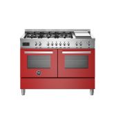 Bertazzoni PRO126G2EROT Red, Professional 120cm Range Cooker Twin Oven Dual Fuel Gloss Red