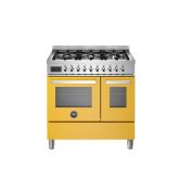 Bertazzoni PRO96L2EGIT Yellow, Professional 90cm Range Cooker Twin Oven Dual Fuel Gloss Yellow