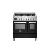 Bertazzoni PRO96L2ENET Black, Professional 90cm Range Cooker Twin Oven Dual Fuel Gloss Black