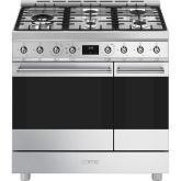 Smeg C92GMX2 , 90cm Steel Double Cavity Dual Fuel Cooker