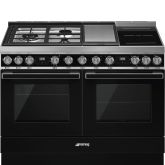 Smeg CPF120IGMPBL black, 120cm Portofino Dual Fuel Range Cooker Black