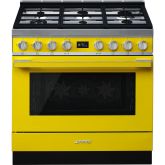 Smeg CPF9GPYW Yellow, 90cm Portofino Dual Fuel Range Cooker Yellow