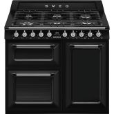 Smeg TR103BL black, 100cm Victoria Dual Fuel Range Cooker Black