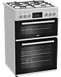 Beko EDG6231W  60cm Twin Cavity Gas Cooker with Enamel Hob - White