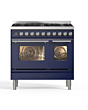 ILVE PD096WE3/MB Midnight Blue, Roma 90cmTwin 60 / 30 6 Gas Burners Midnight Blue