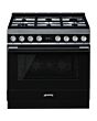 Smeg CPF9GPBL, 90cm Portofino Dual Fuel Range Cooker Black