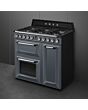 Smeg TR93GR Slate Grey, 90cm Victoria Dual Fuel Range Cooker Slate Grey