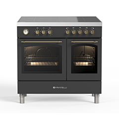 Fratelli 700210 Anthracite/Bras, 900mm Twin Oven (60/30) Range Cooker with Induction Top in Anthraci