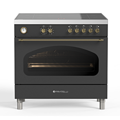 Fratelli 700230 Anthracite/Bras, 900mm Single Maxi Oven Range Cooker with Induction Top in Anthracit