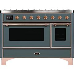 ILVE M12FDNE3GUP , Majestic Milano 120Cm Twin With Fry Top. Ral7031 Blue Grey + Copper Trim