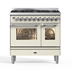ILVE PD096WE3/AW Antique White, Roma 90cmTwin 60 / 30 6 Gas Burners Antique White