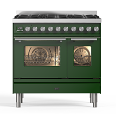ILVE PD096WE3/EG Emerald Green, Roma 90cmTwin 60 / 30 6 Gas Burners Emerald Green