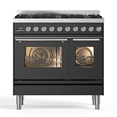 ILVE PD096WE3/MG Matt Graphite, Roma 90cmTwin 60 / 30 6 Gas Burners Matt Graphite