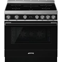 Smeg CPF9IPBL black, 90cm Portofino Electric Range Cooker Black