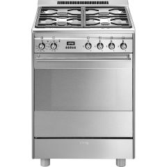 Smeg SUK61PX8 Stainless Steel, 60cm Concert Dual Fuel Cooker