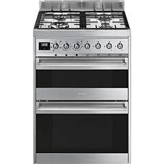 Smeg SY62MX9 Stainless Steel, SY6MX9 60cm Symphony Dual Fuel Cooker