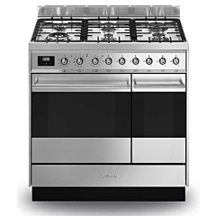 Smeg SY92PX9 Stainless Steel, 90cm Symphony Dual Fuel Range Cooker Stainless Steel