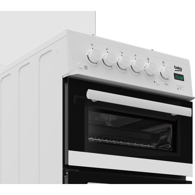 Beko EDG507W 50cm Twin Cavity Gas Cooker with Gas Hob - White