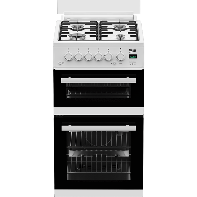 Beko EDG507W 50cm Twin Cavity Gas Cooker with Gas Hob - White