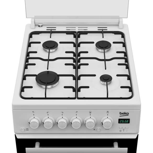 Beko EDG507W 50cm Twin Cavity Gas Cooker with Gas Hob - White