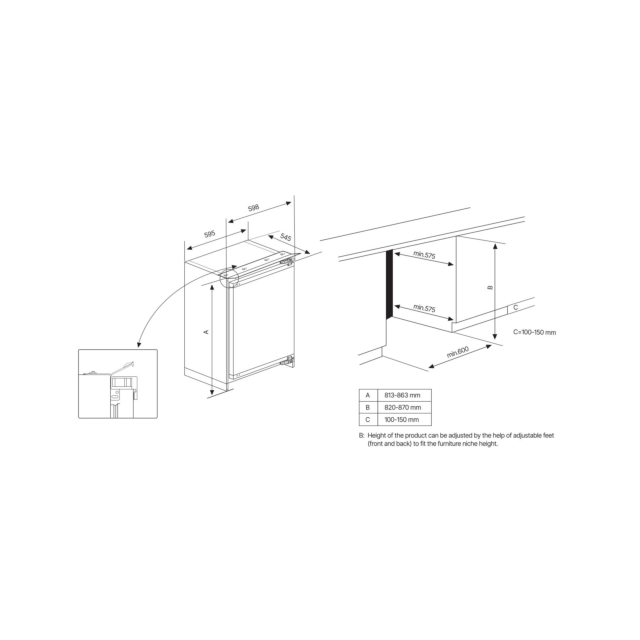 Blomberg FSE1654IU 59.5cm Integrated Under Counter Freezer - White