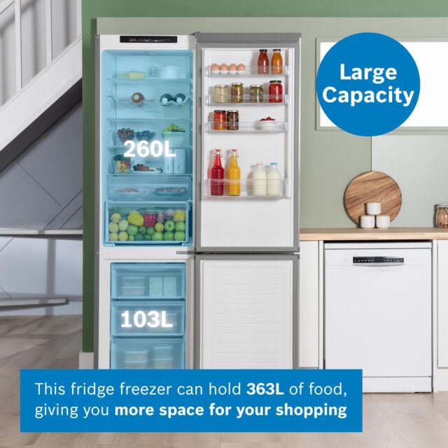 Bosch KGN392LDFG 60cm 70/30 Fridge Freezer - Inox