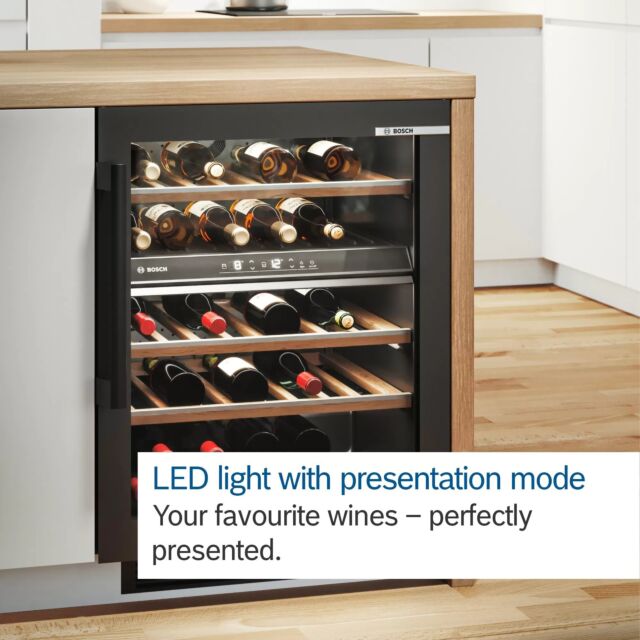 Bosch KUW21AHG0G Series 6 Built-In Wine Cooler with Glass Door - Black