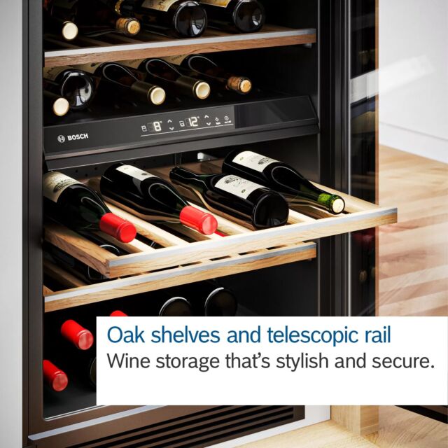 Bosch KUW21AHG0G Series 6 Built-In Wine Cooler with Glass Door - Black