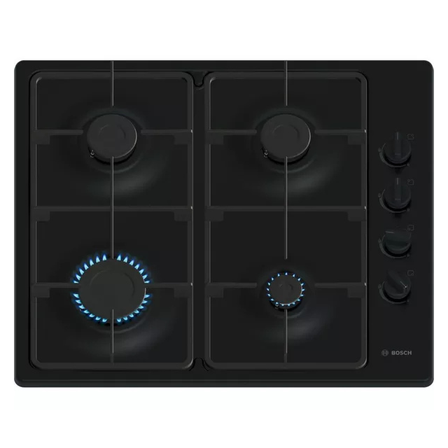 Bosch PBP6B6K60 60cm Black Gas Hob with 4 Burners