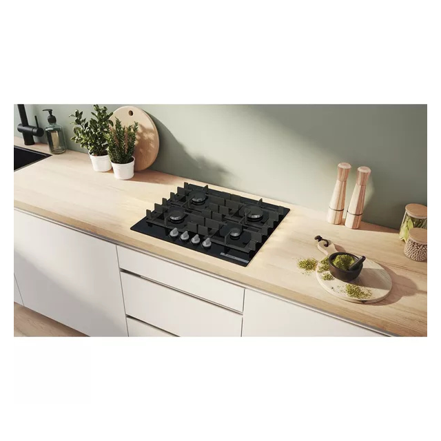 Bosch PNP6B6K40 60cm Black Gas Hob with 4 Burners