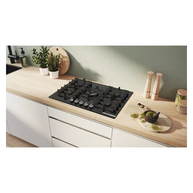 Bosch PPQ7A6I40 75cm Black Gas Hob with 5 Burners
