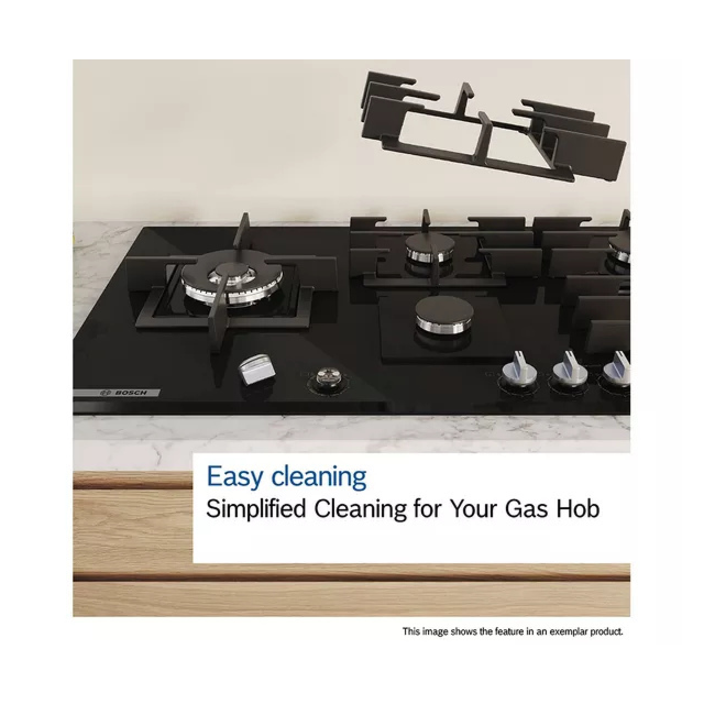 Bosch PPQ7A6I40 75cm Black Gas Hob with 5 Burners