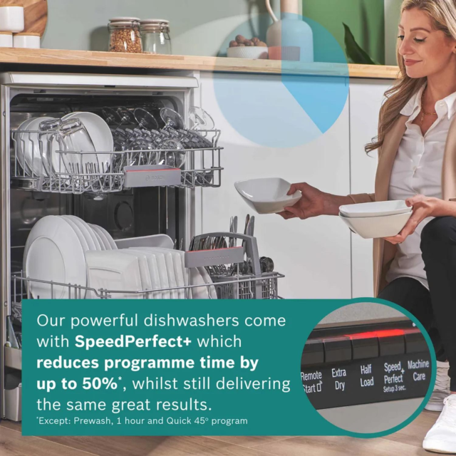 Bosch SMS4EKI06G Brushed Steel Dishwasher with Anti-Fingerprint Finish