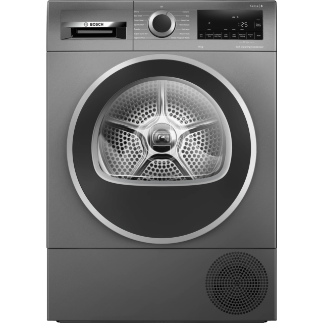 Bosch WQG245R2GB Graphite, Capacity 9kg, Heat Pump, SelfCleaning Condenser, Hygiene Plus, Half Load,