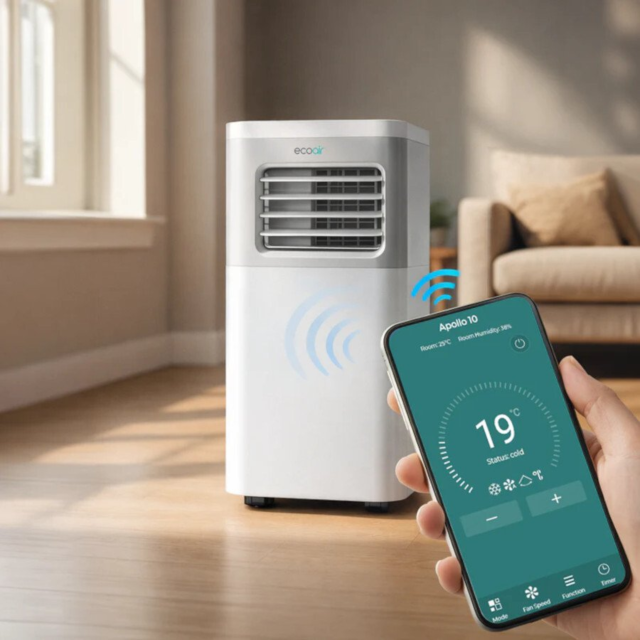 EcoAir APOLLO 10K White, 10,000 Btu, Window Kit, Remote Control, Smart Wi-Fi Connectivity, Cooling, 