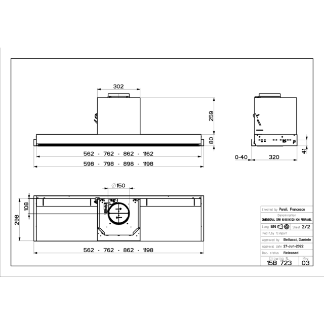 In-Nova Premium EV8+ X A120 (Stainless Steel, 120cm) Integrated hood