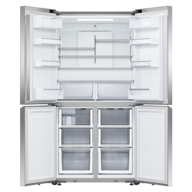 F&P RF605QNUVX1 90.5cm Quad Door Frost Free Fridge Freezer - Stainless Steel