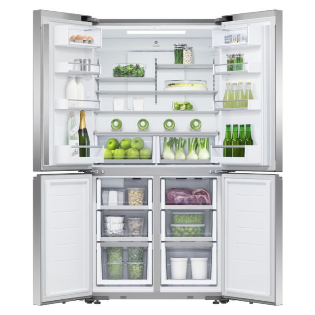 F&P RF605QNUVX1 90.5cm Quad Door Frost Free Fridge Freezer - Stainless Steel