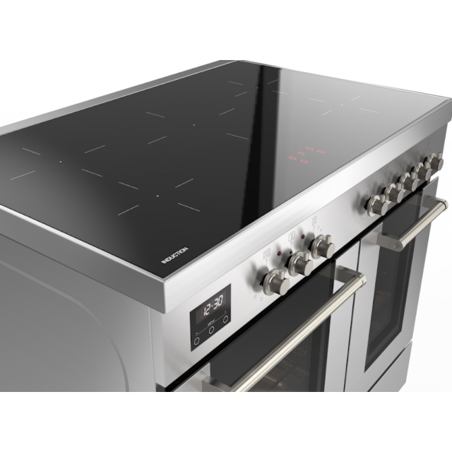 Fratelli 700120 Stainless Steel, 900mm Twin Oven (60/30) Range Cooker with Induction Top in Stainles