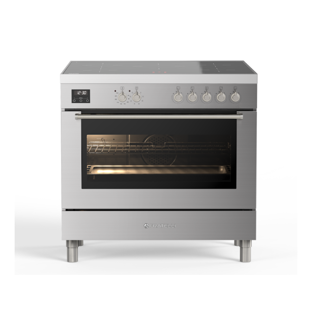 Fratelli 700140 Stainless Steel, 900mm Single Maxi Oven Range Cooker with Induction Top in Stainless
